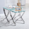 Clear glass nest of 2 tables with Angular Legs