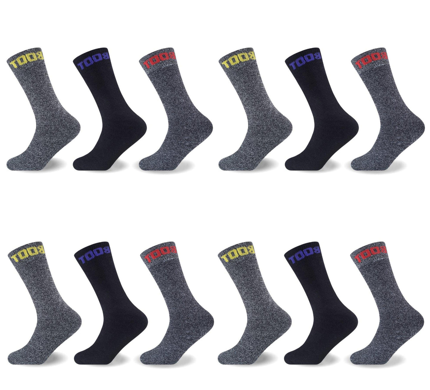 12PK MENS MELANGE BOOT SOCKS