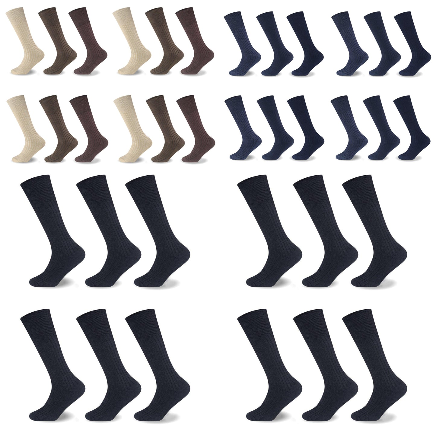 12PK MENS 100% COTTON RICH LONGHOSE SOCKS