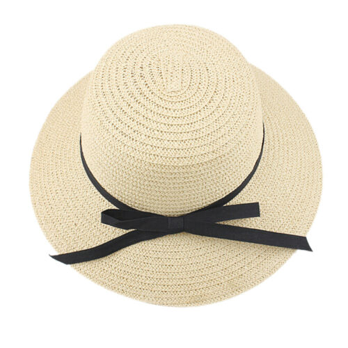 Ladies Women Sun Hat Straw Spring Summer Floppy Beach Wide Brim