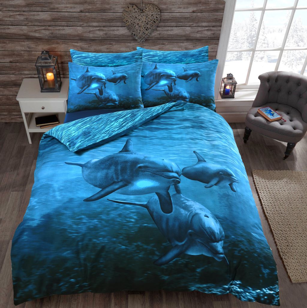 3D Dolphin Printed Duvet Set