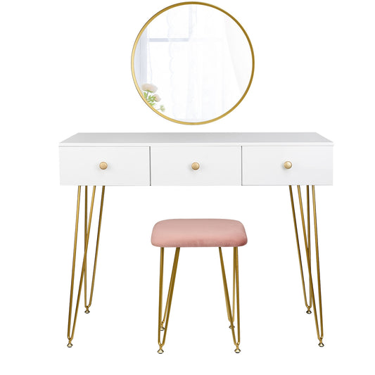 1Set Dressing Table with Stool Mirror