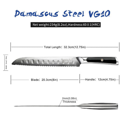 SUNNECKO 8" Bread Knife