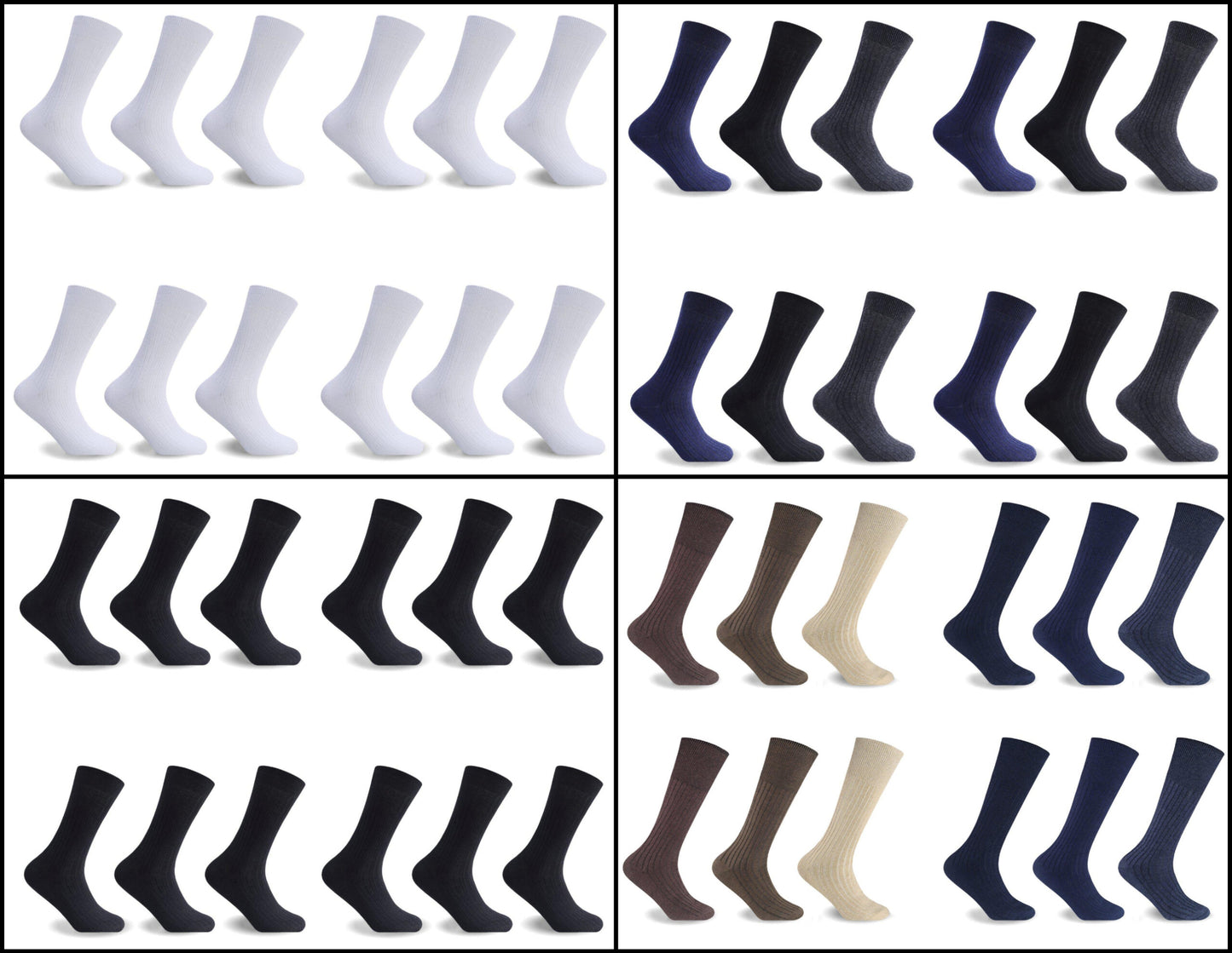 12 Pack MENS 100% COTTON SOCKS